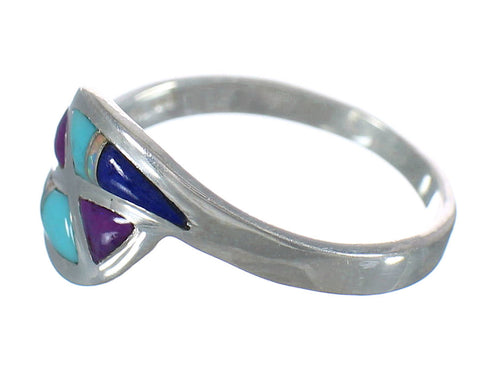 Multicolor Inlay Genuine Sterling Silver Southwest Ring Size 6 MX60366
